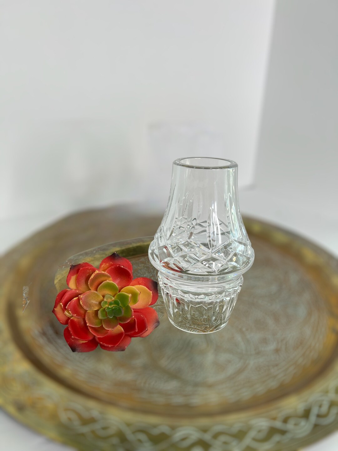 Vintage Waterford Lismore 2 Piece Hurricane Votive Candle Holder