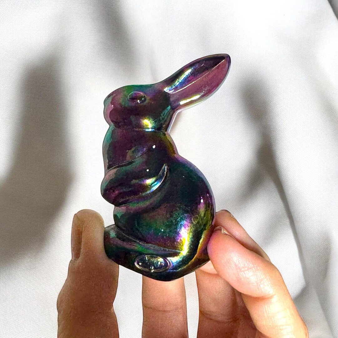 Fenton Amethyst Carnival Iridescent Miniature Glass Bunny Rabbit 3/art ...