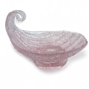 Murano Overshot Glass accent bowl Barovier Fratelli Toso/ Pink Rugiadosa Frit/ Free-Form Scalloped bowl/ Italian glass/pink trinket bowl