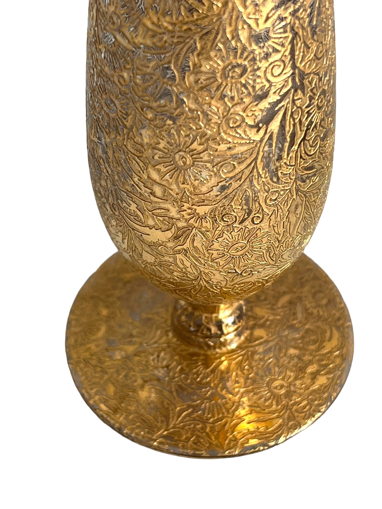 Vintage Hand Painted Glass Gold Vase/floral Design/ruffled Etsy