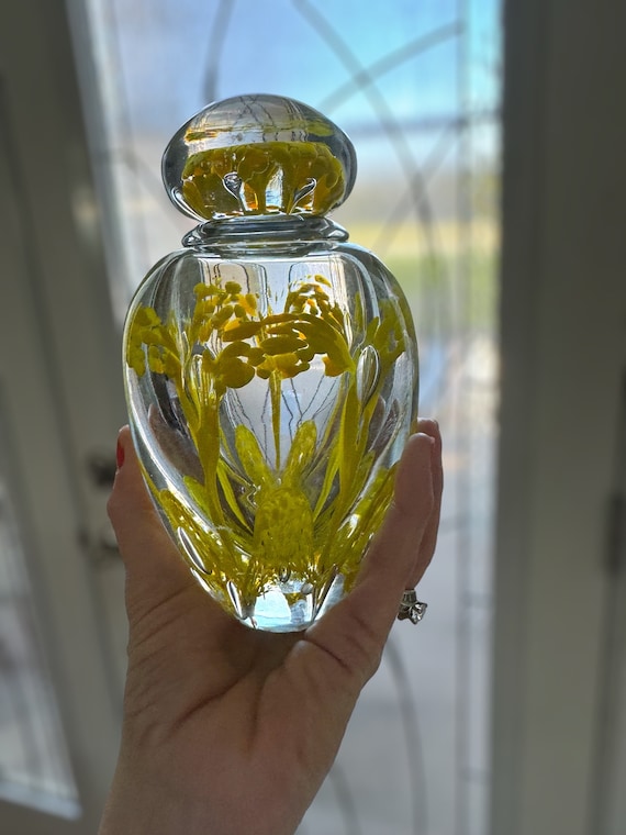 Hand blown Art Glass dresser bottle /victor Zimmer
