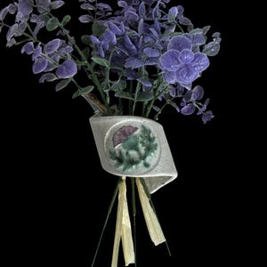 Art pottery Wall vase/dried flower vase/wall vase/wall decor/ceramic planter/boho/purple thistle/rustic cottagecore farmhouse
