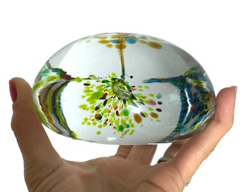 Magnum FM Konstglas Ronneby Sweden Art Glass abstract  flower Paperweight/rare size/5” /3 pounds
