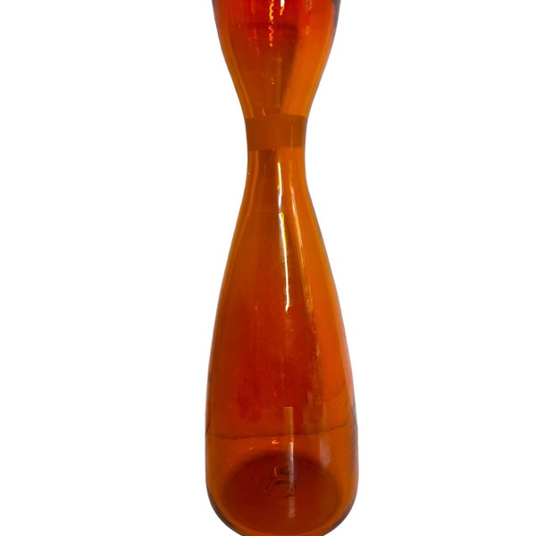 Rare blenko Wayne Husted # 564 tangerine decanter bottom/mcm colored glass/read