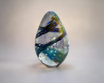 Glass Eye Studios colorful paperweight/ collectible/handmade glass paperweight/1993/egg shaped paperweight