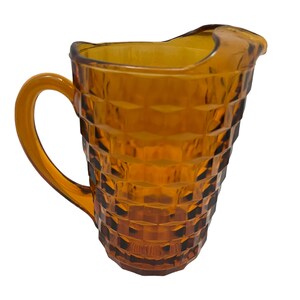 Vintage MCM Amber Bar /water pitcher Colony Whitehall cubist /faceted