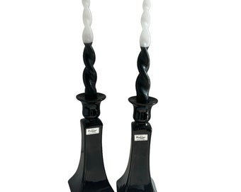 Black Royal Haeger Cermanic Candleholders/taper candlestick holders