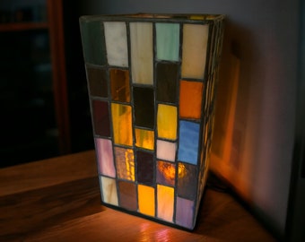 Stained glass candleholder box/Stained glass lantern/multicolor glass candleholder/ maximalist decor/ large