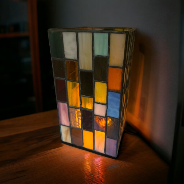 Stained glass candleholder box/Stained glass lantern/multicolor glass candleholder/ maximalist decor/ large