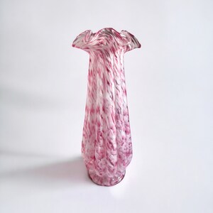 Large Fenton Vasa Murrhina Rose Mist vase/pink and white vase 14.5”