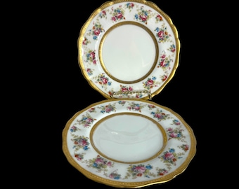 Tiffany and Co Cauldon, England floral and gold luncheon plates/set of 2/antique plates