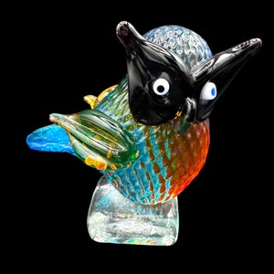 Colorful art glass owl figurine/multicolor glass owl/owl paperweight/colorful art glass