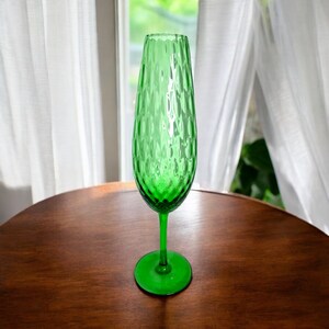 Vintage Italian Empoli light green optic quilt snifter/pedestal vase