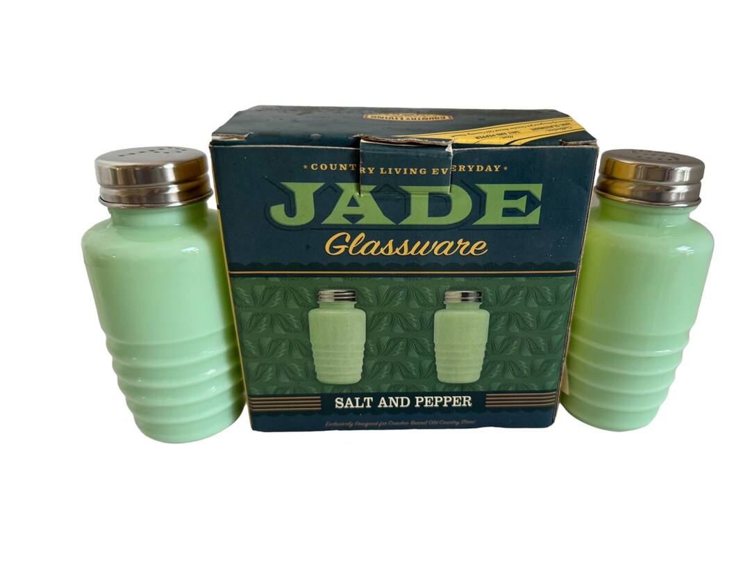 Vintage Cracker Barrel Jade Salt and Pepper Shakers /dining and Serving