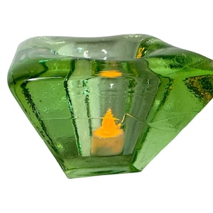 Recycled green glass votive candle holder/green glass candleholder