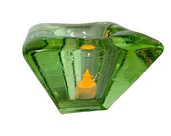 Recycled green glass votive candle holder/green glass candleholder