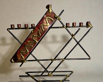 Gary Rosenthal menorah Multicolored Mixed Metals, Star of David