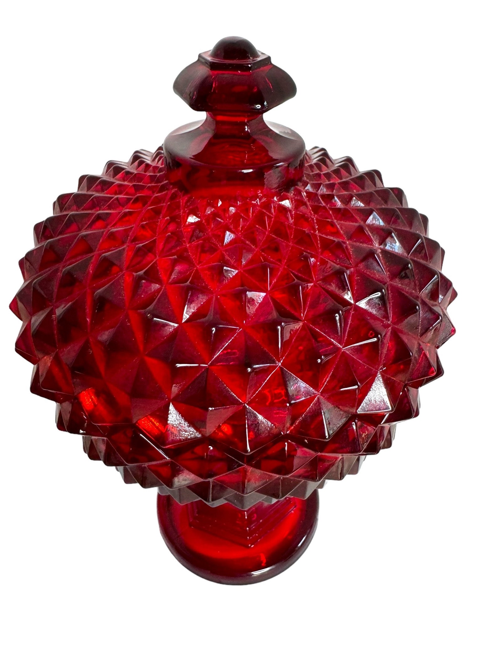 Vintage Westmoreland Ruby Red Diamond Point Sawtooth Edge Glass Lidded ...