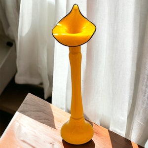 Vintage Kralik Bohemian Czech Yellow “Tango” Jack in the Pulpit Art Glass vase/ tulip vase/czech glass vase
