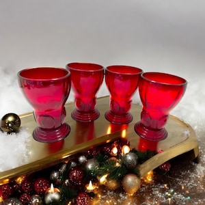 Vintage Viking Glass Ruby red glasses/flat tumblers/ New Martinsville Moondrops