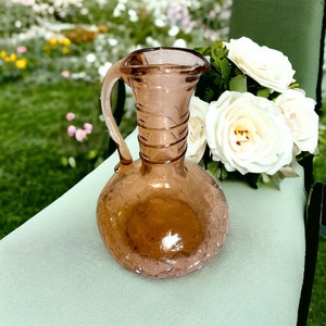 Vintage peach/amber crackle glass pitcher