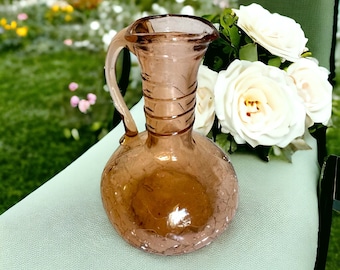 Vintage peach/amber crackle glass pitcher