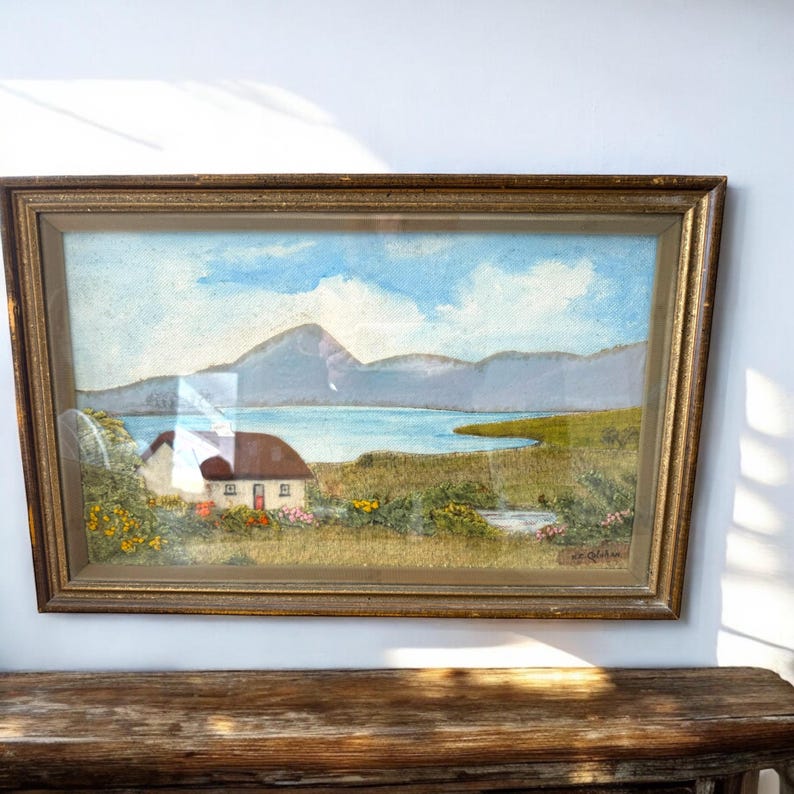 Vintage Irish Tweed and Oil 3 Dimensional Framed Art/kc Colohan/custom