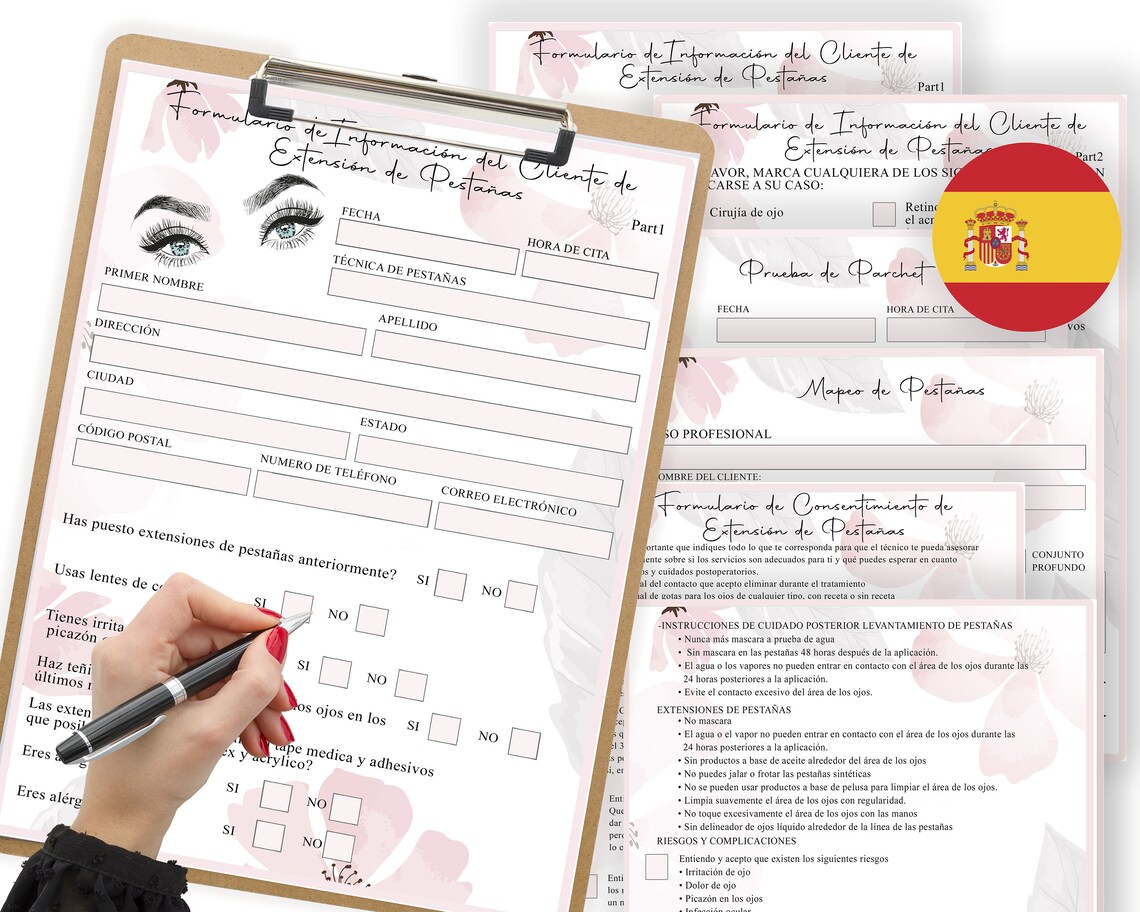 SPANISH ESPAÑOL Eyelash Extension Application Form Lash Etsy