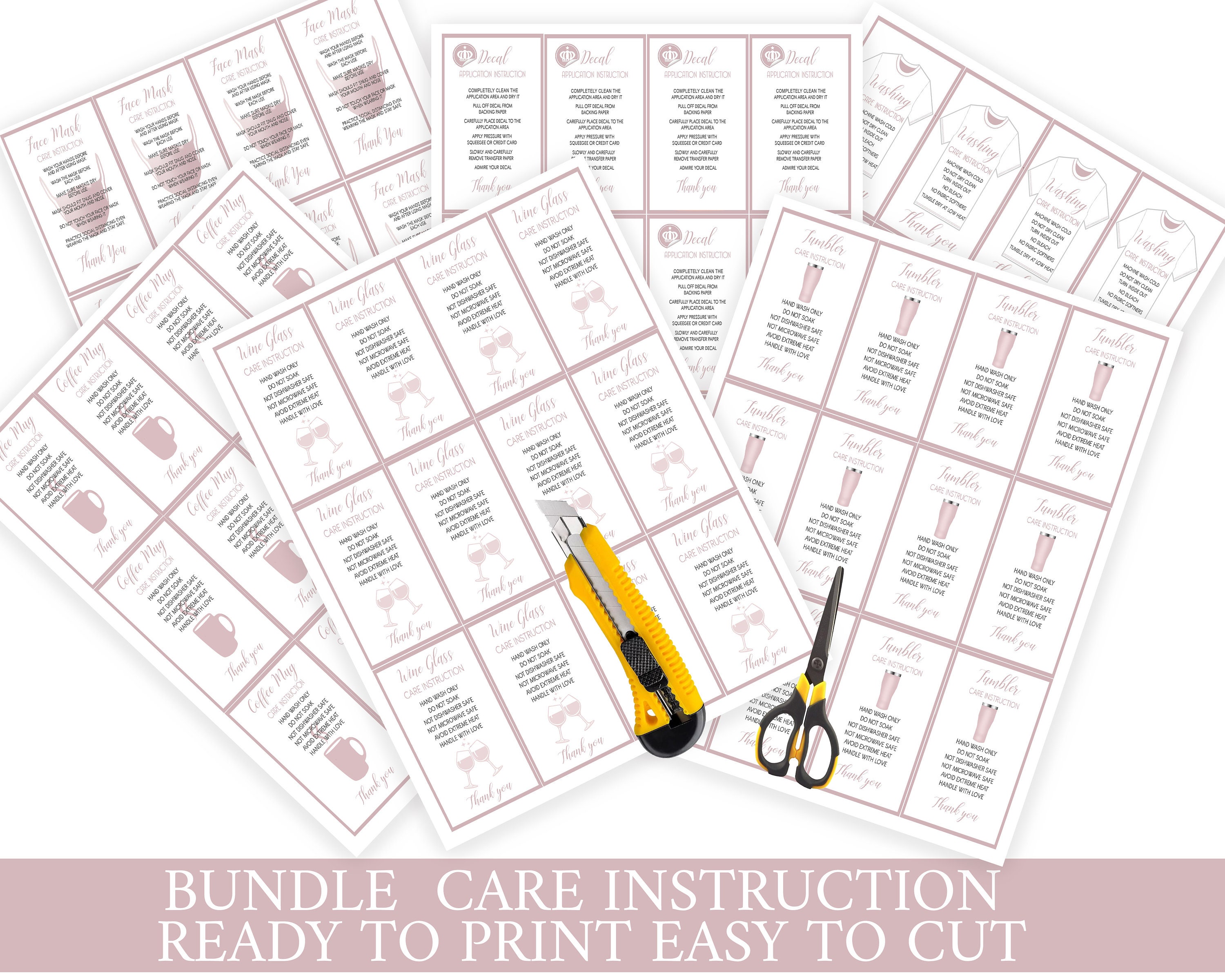 Care Card Instructions Card Printable Small Business Etsy