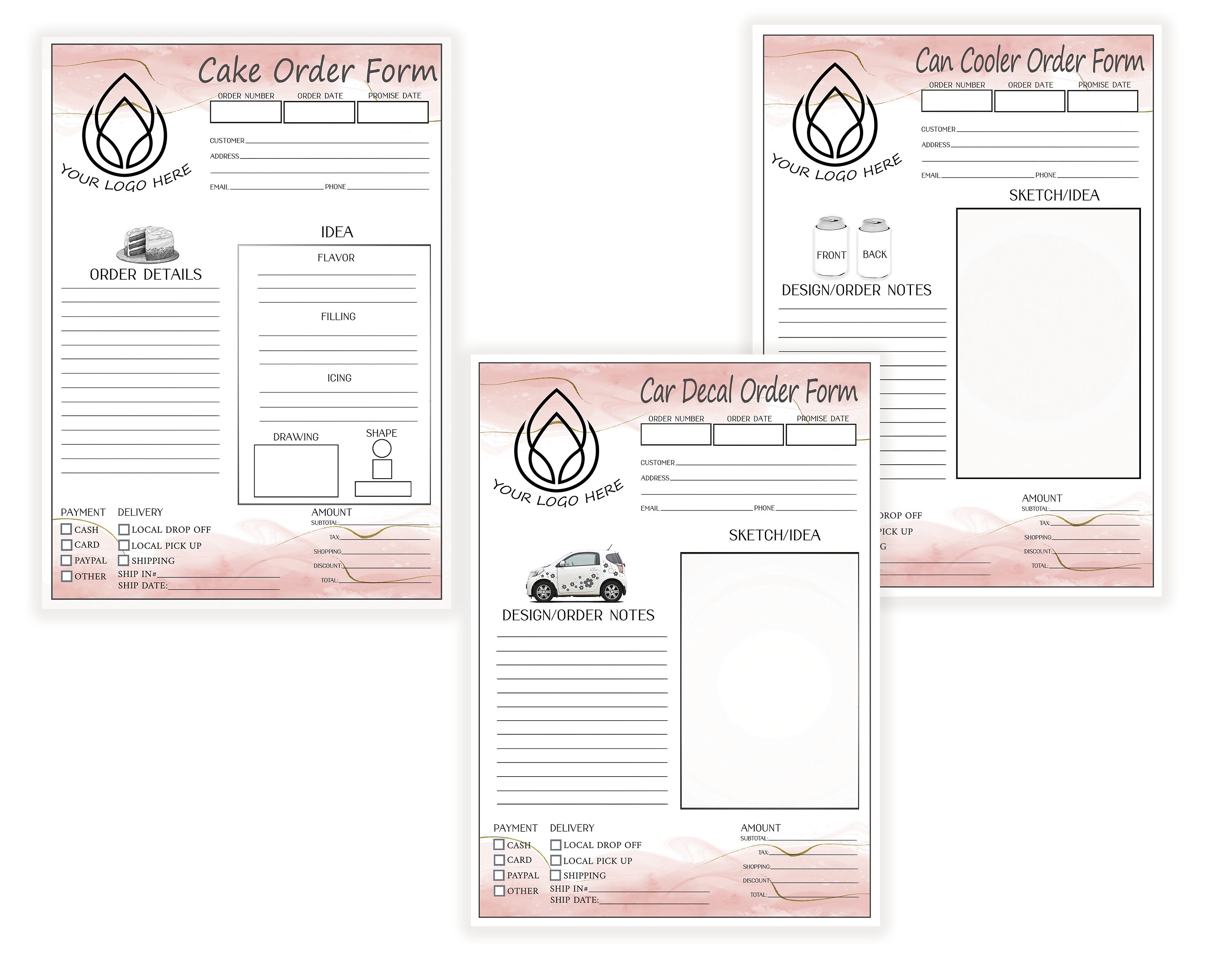 order form bundle template order form craft order form etsy