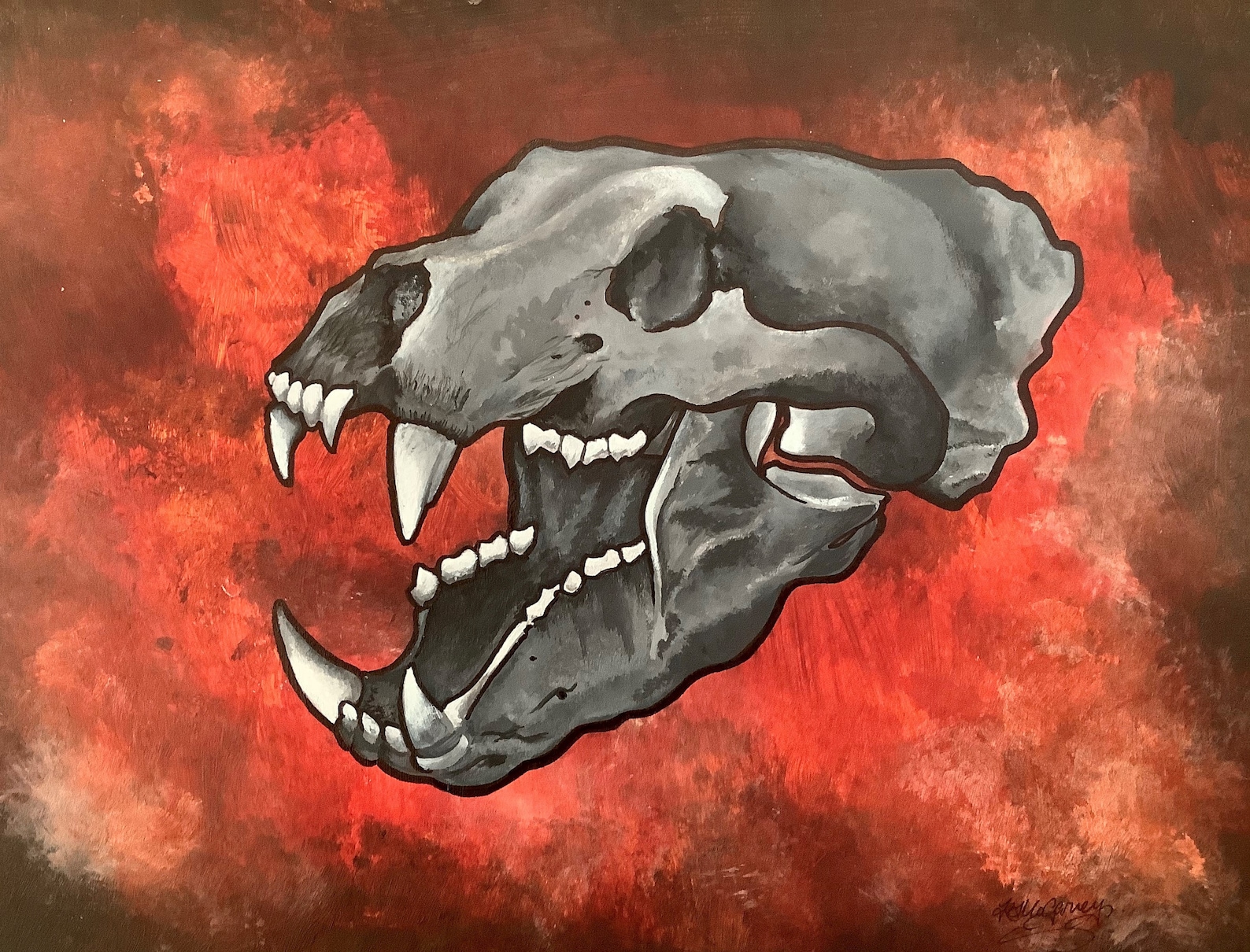 Grizzly Bear Skull Acrylic Painting Print A3 A4 300gsm with Etsy
