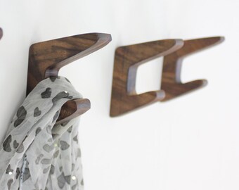 Coat Rack Wall Mount, Towel Rack, Walnut or Oak Wood Hook , 10 kg ( 22 lbs ) Capacity , Hat Rack Wall Mount, Hat Hook, Towel Hook, Coat Hook