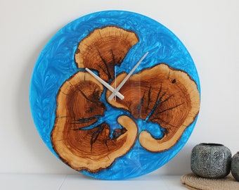 Epoxy Wood Wall Clock, Handmade, Housewarming Gift, Wall clock, Wood and Resin Clock, Natural wood epoxy clock, Unique Wall Clock