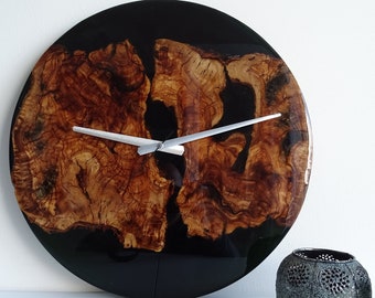 Epoxy Wood Wall Clock,  Handcrafted Wood Wall Clock, Housewarming Gift, Wood and Resin Clock, Natural Wood Clock, Unique Wall Clock