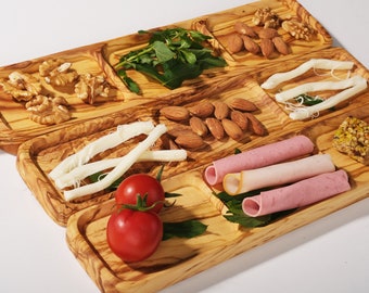 Planche de charcuterie en bois d'olivier, planche de charcuterie personnalisée, plateau de service avec poignée