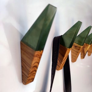 Epoxy en houten haak, groene houten haken voor wandmontage, houten haak, handdoekenrek, hoedenrek, kleerhanger, handdoekhanger, kapstok
