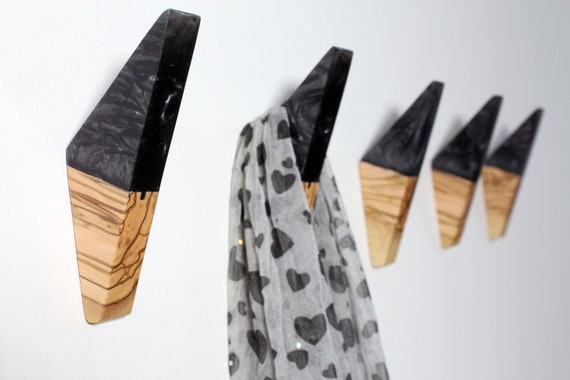 Epoxy Olive Wood Wall Hook: Handmade Coat Rack