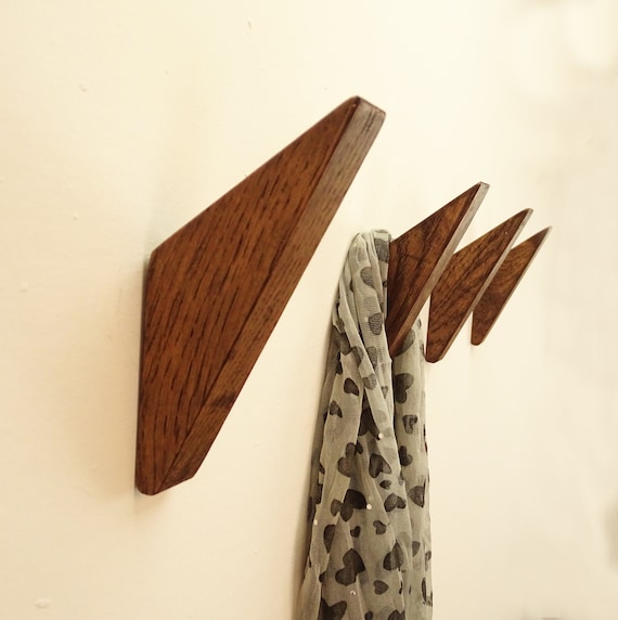 Handgefertigte Eiche Holz Kleiderhaken: Wand Montierte Hut & Handtuch Haken