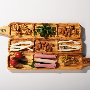 Personalized Olive Wood Charcuterie Board: Serving Tray with Handle
