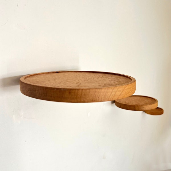 Oak Wood Floating Plant Shelf:  Floating Shelf, Floating Plant Shelves For Mounted Wall