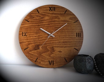 18" Modern Wall Clock, Big Wall Clock, Wood Clock, Wooden Wall Clock, Minimalist Clock, Silent mechanism, Big Wall Clock, Unique Wall Clock