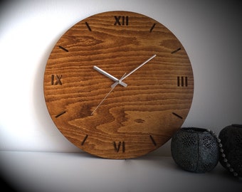 Reloj de pared de madera de abeto: diseño minimalista moderno de 45 cm