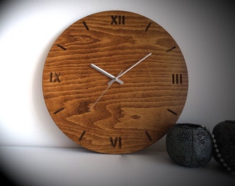 18" horloge murale moderne, grande horloge murale, horloge en bois, horloge murale en bois, horloge minimaliste, mécanisme silencieux, grande horloge murale, horloge murale unique