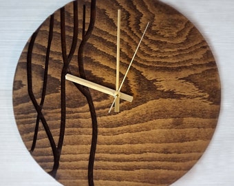 Reloj de pared de madera de abeto: decoración minimalista moderna, mecanismo silencioso.