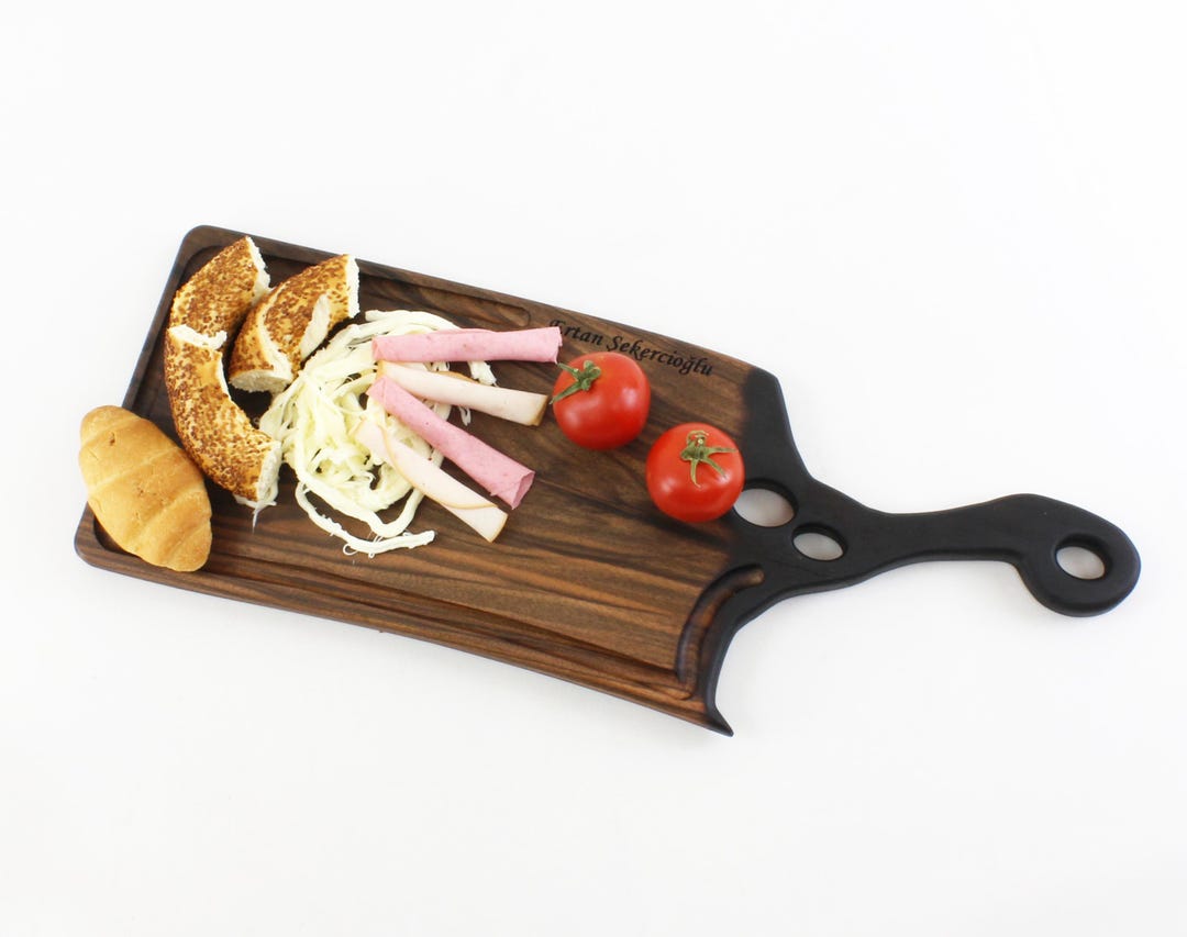 Walnut Tray Carbonized Walnut Serving Tray With Handles – Custom Engraved Option ...