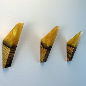 Gold Hooks For Wall, Coat Rack Wall Mounted, Epoxy & Wood Hanger, Hat Rack, Towel Rack