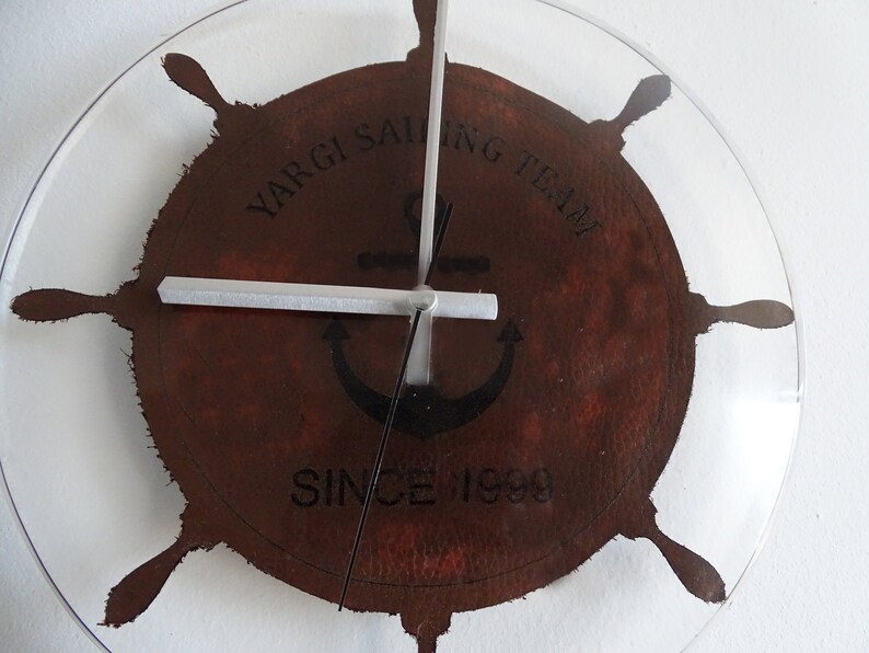 Leather Wall Clock Resin Wall Clock Epoxy Wall Clock Personalized Big wall clock Epoxy LeatherClock