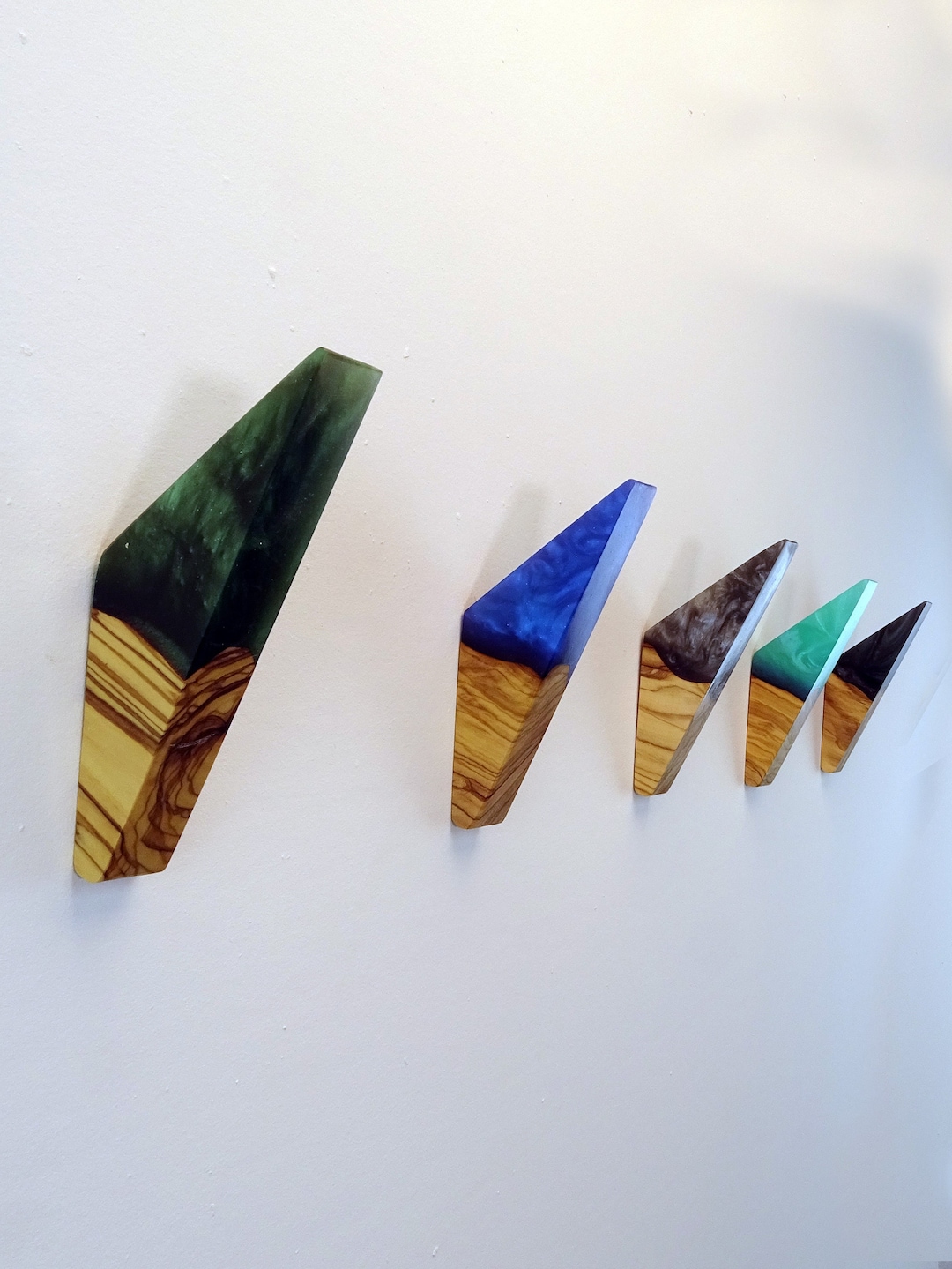 Hooks for Wall Unique, Coat Rack Wall Mounted, Epoxy & Wood Hanger, Hat ...