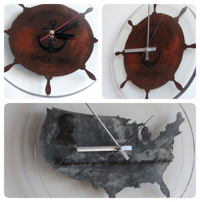 Leather Wall Clock Resin Wall Clock Epoxy Wall Clock Personalized Big wall clock Epoxy LeatherClock