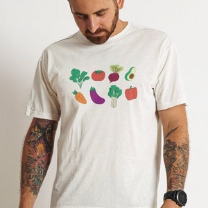 Veggie T Shirt, Graphic Tee, Vegetable Shirt, Foodie Gift, Food Shirt, Greens Avocado Tomato, Unisex Men Women T Shirt